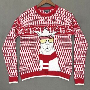 Llama Ugly Christmas Sweater Men S Red 33 Degrees Fair Isle Holiday Party Knit